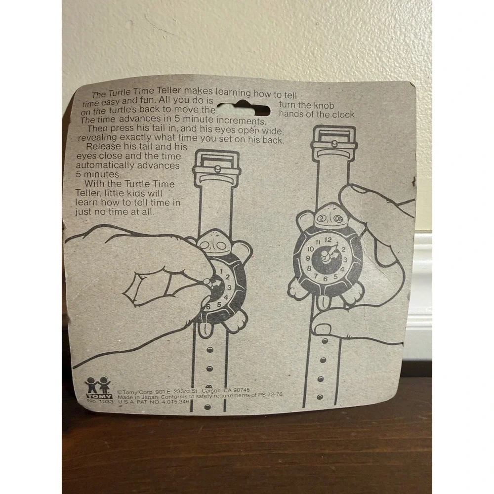 Vintage Tomy Turtle Time Teller Toy Watch Learning Clock New Sealed 1970s